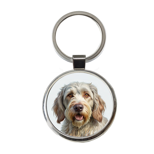 Spinone Italiano Dog Illustration Round Metal Keychain