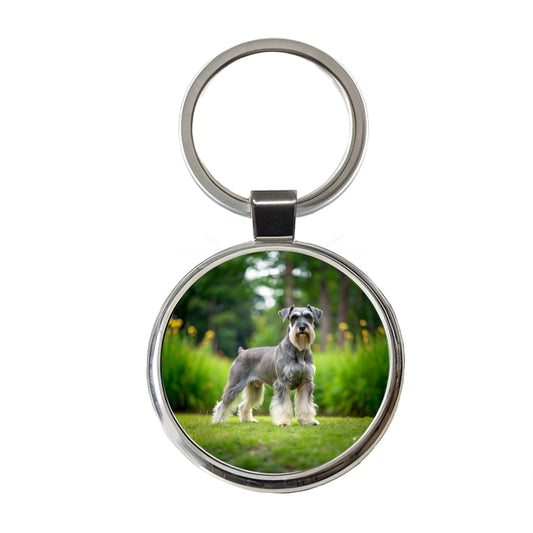 Standard Schnauzer Dog Photo Round Metal Keychain