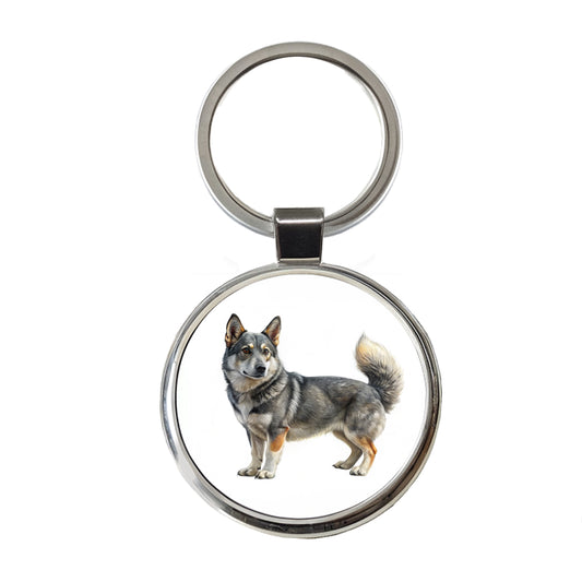 Swedish Vallhund Dog Illustration Round Metal Keychain