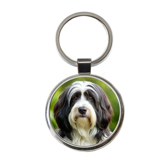 Tibetan Terrier Dog Photo Round Metal Keychain
