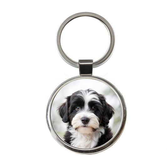 Tibetan Terrier Dog Puppy Photo Round Metal Keychain
