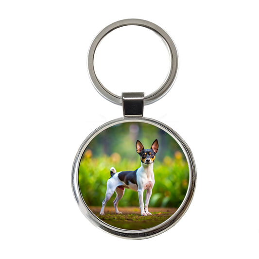 Toy Fox Terrier Dog Photo Round Metal Keychain