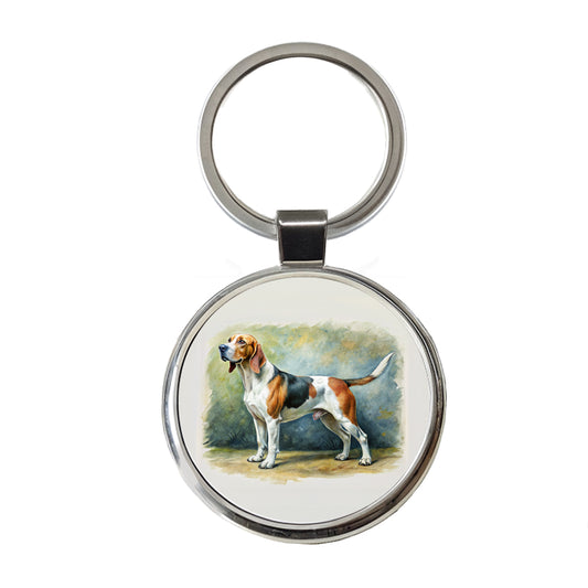 Treeing Walker Coonhound Dog Illustration Round Metal Keychain