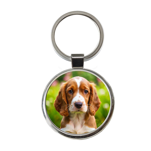 Welsh Springer Spaniel Dog Puppy Photo Round Metal Keychain
