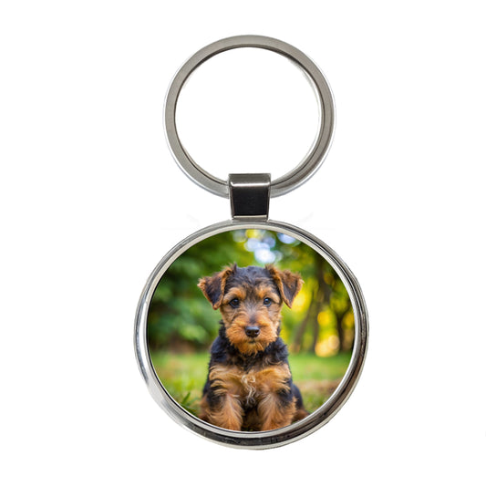 Welsh Terrier Dog Puppy Photo Round Metal Keychain