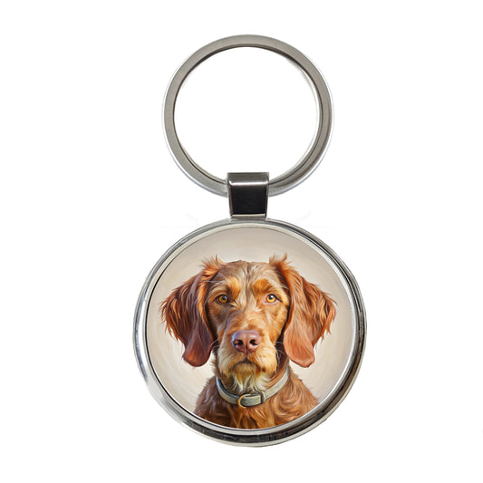 Wirehaired Vizsla Dog Illustration Round Metal Keychain