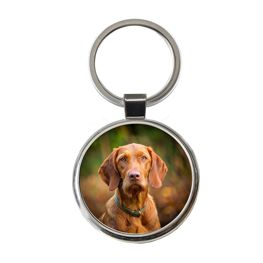 Wirehaired Vizsla Dog Photo Round Metal Keychain