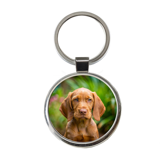 Wirehaired Vizsla Dog Puppy Photo Round Metal Keychain