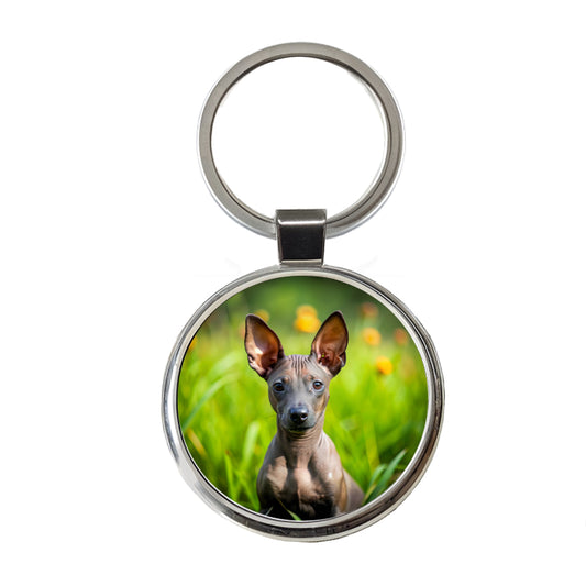 Xoloitzcuintli Xolo Mexican Hairless Dog Puppy Photo Round Metal Keychain