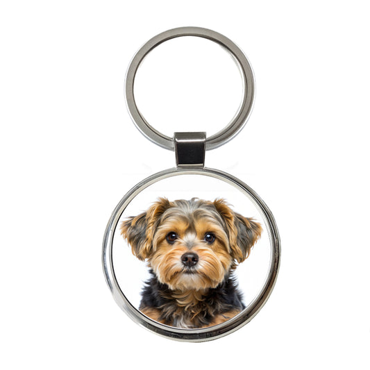Yorkipoo Dog Photo Round Metal Keychain