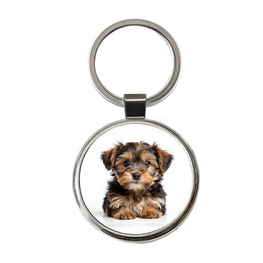 Yorkipoo Dog Puppy Photo Round Metal Keychain
