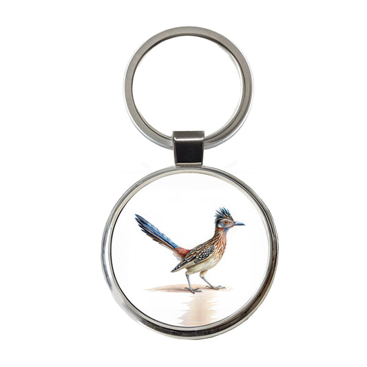 Greater Roadrunner New Mexico State Bird Illustration Round Metal Keychain