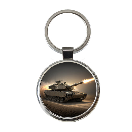 M1 Abrams Tank Firing Main Weapon Round Metal Keychain