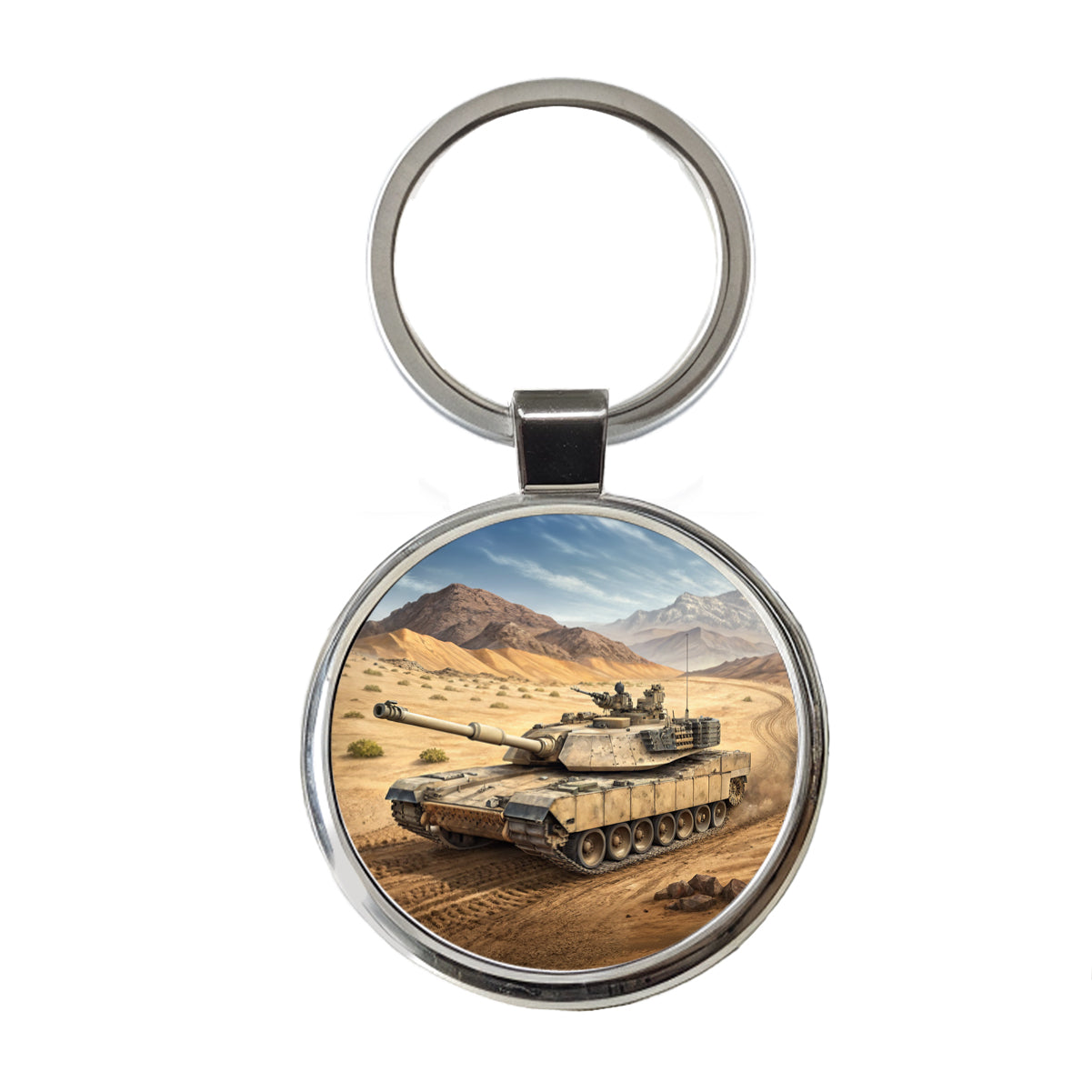 M1 Abrams Tank in the Desert Round Metal Keychain