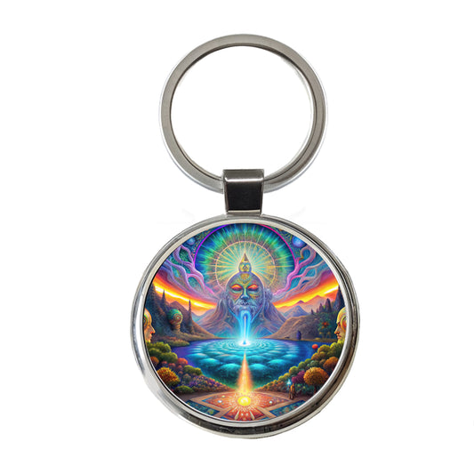 Psychedelic Mysticism Mystical Scene Round Metal Keychain