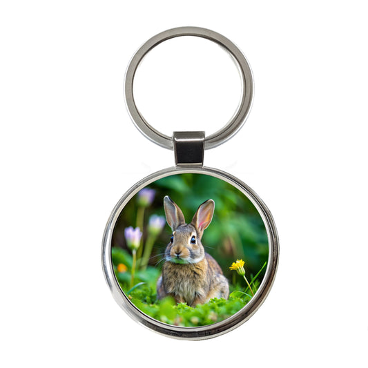 Rabbit Bunny Photo Round Metal Keychain