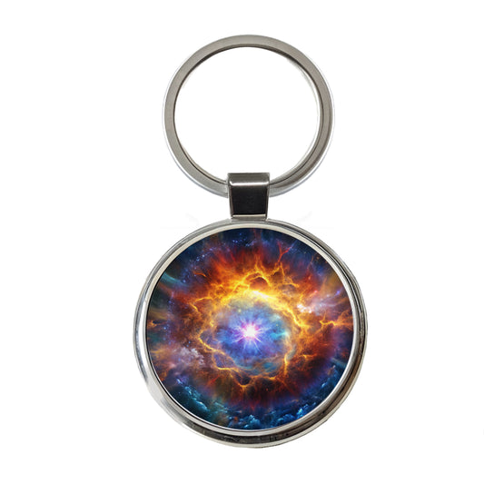 Star Going Supernova Galaxy Space Round Metal Keychain