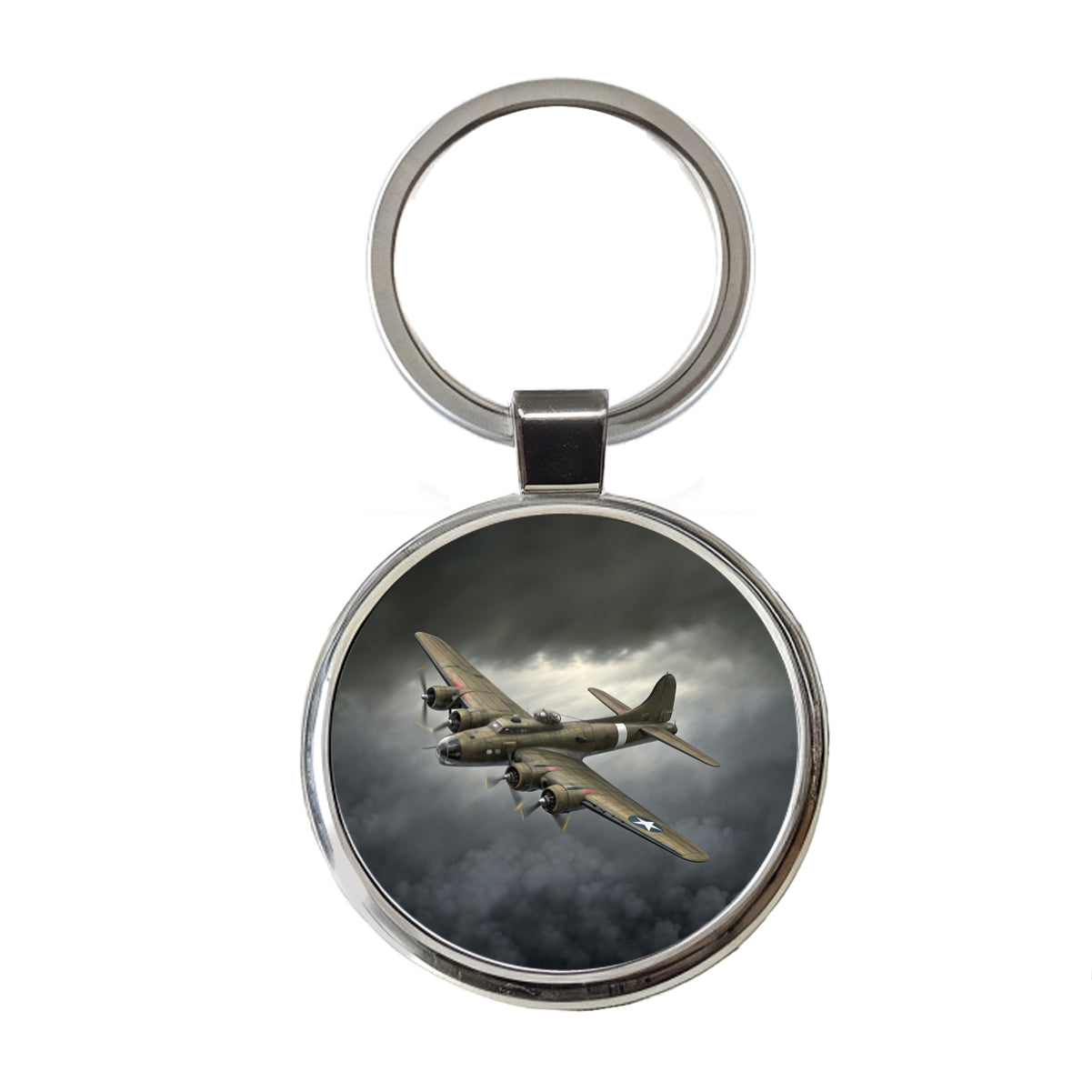 WWII B-17 Flying Fortress Heavy Bomber US Air Force Round Metal Keychain