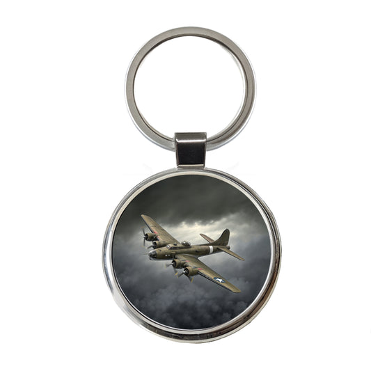 WWII B-17 Flying Fortress Heavy Bomber US Air Force Round Metal Keychain
