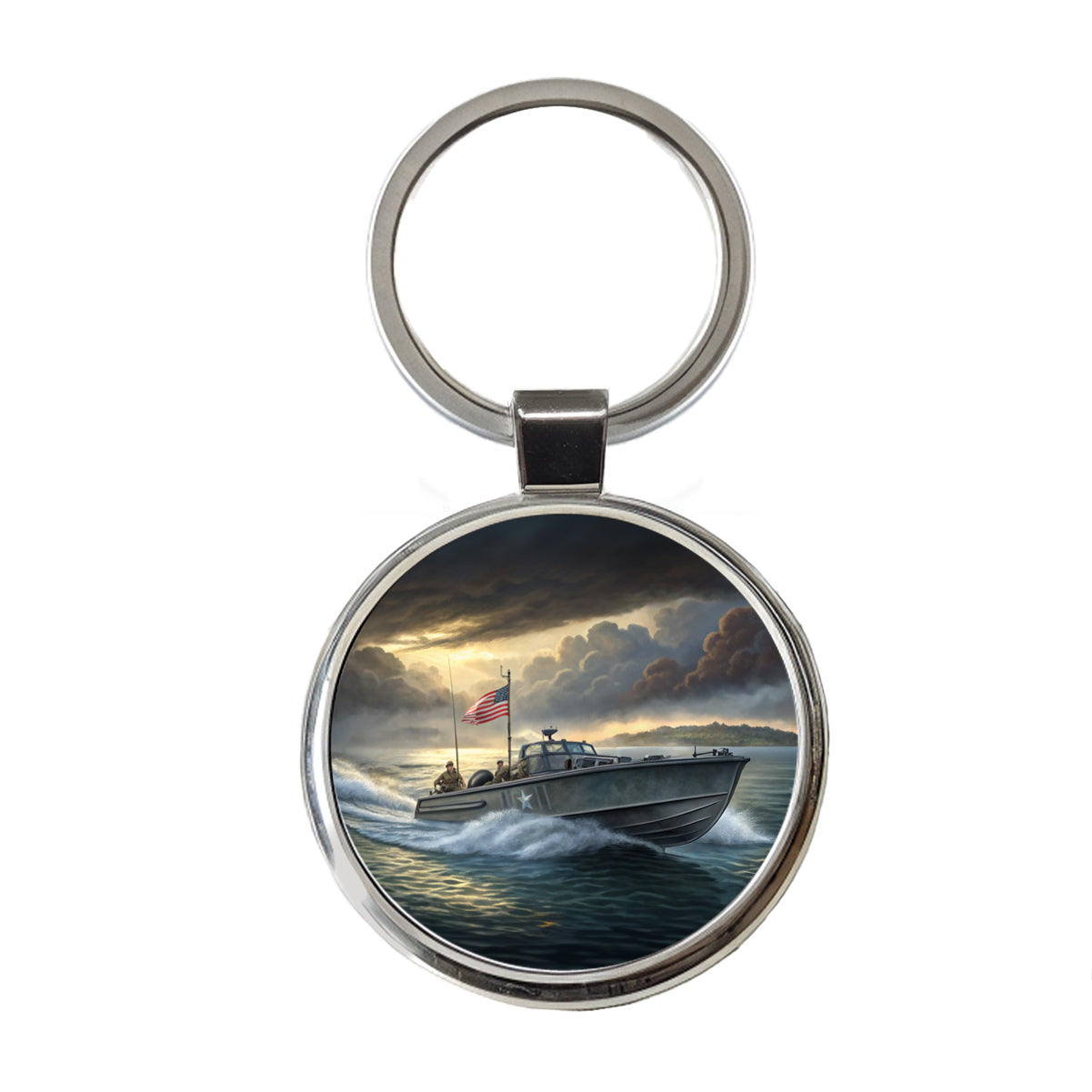 WWII US Navy PT Torpedo Boat Round Metal Keychain