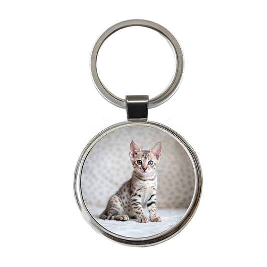 Egyptian Mau Cat Kitten Photo Round Metal Keychain