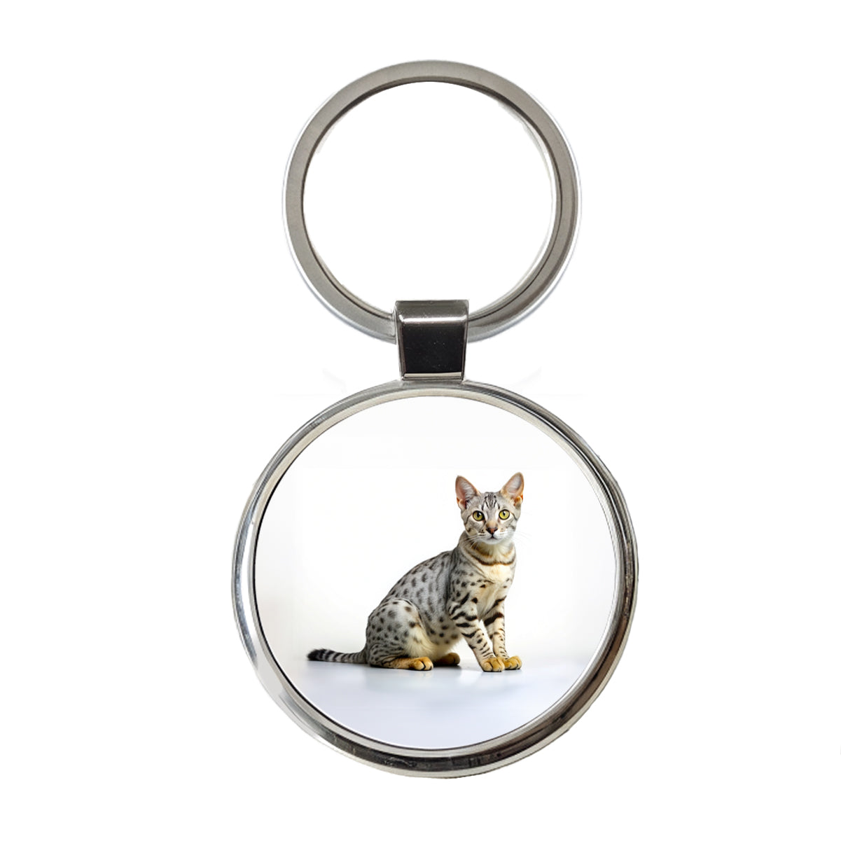 Egyptian Mau Cat Photo Round Metal Keychain