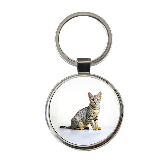 Egyptian Mau Cat Photo Round Metal Keychain