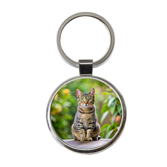 European Shorthair Cat Photo Round Metal Keychain