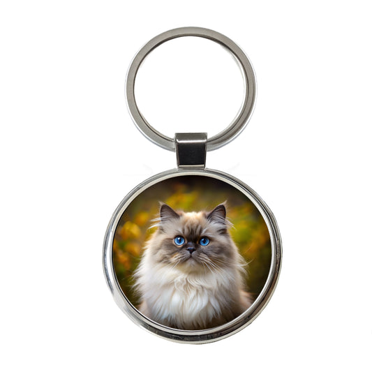 Himalayan Cat Photo Round Metal Keychain