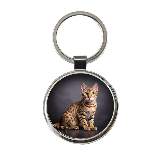 Ocicat Cat Photo Round Metal Keychain