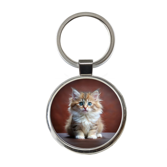 Ragamuffin Cat Kitten Photo Round Metal Keychain