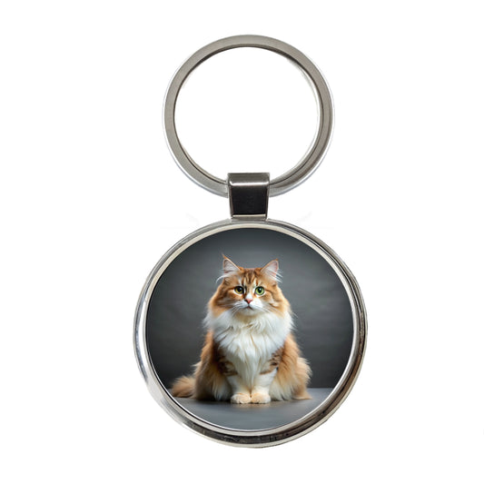 Ragamuffin Cat Photo Round Metal Keychain