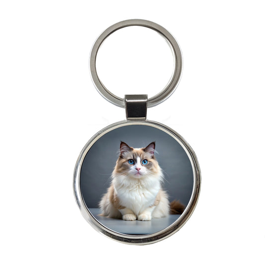 Ragdoll Cat Photo Round Metal Keychain