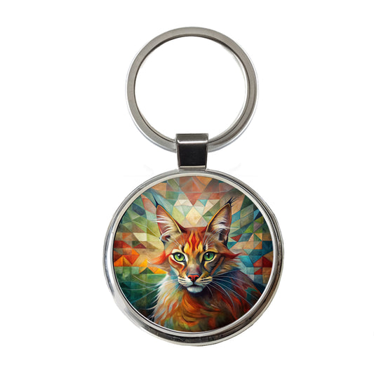 Somali Cat Abstract Art Round Metal Keychain