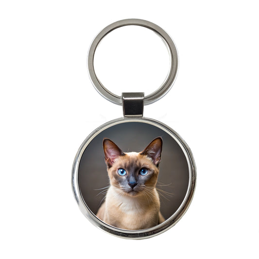 Tonkinese Cat Photo Round Metal Keychain