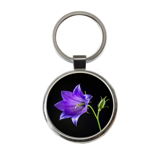 Bellflower Purple Flower Photo Round Metal Keychain
