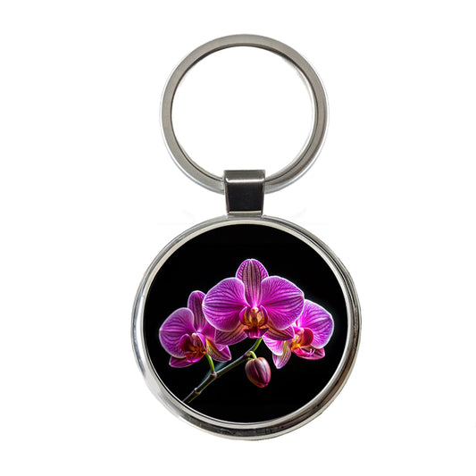 Orchid Flower Photo Round Metal Keychain