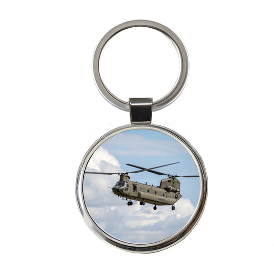 CH-47 Chinook Heavy-Lift Helicopter Round Metal Keychain