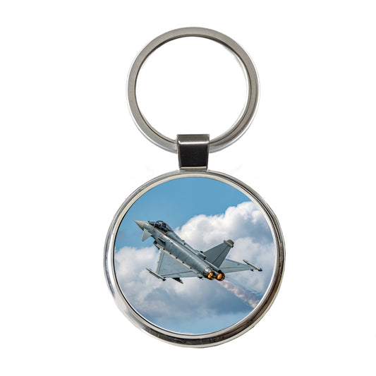 Eurofighter Typhoon Fighter Jet Plane Round Metal Keychain