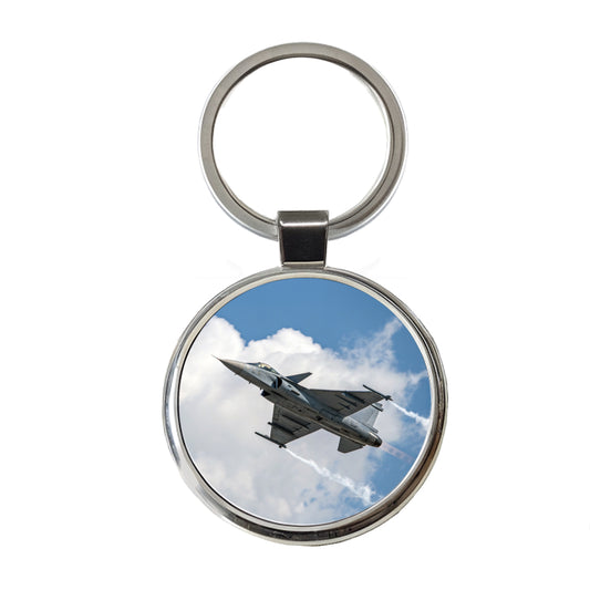 JAS 39 Gripen Multirole Fighter Jet Plane Round Metal Keychain