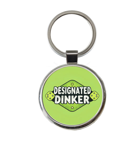 Designated Dinker Funny Pickleball Saying Round Metal Keychain