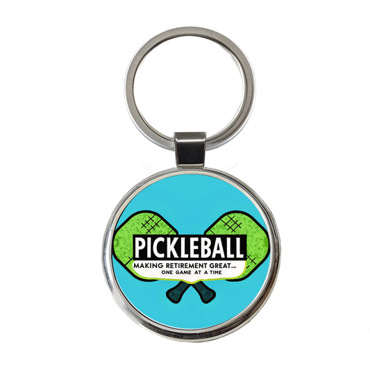 Pickleball Making Retirement Great One Game At A Time Round Metal Keychain