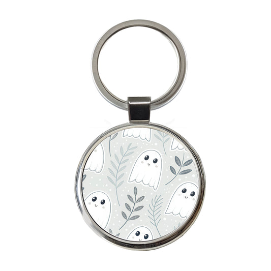 Adorable Ghosts Halloween Round Metal Keychain