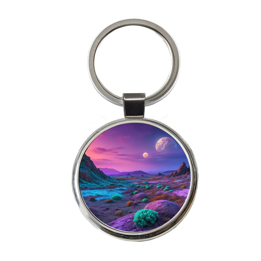 Alien Planet Surface Beautiful Round Metal Keychain
