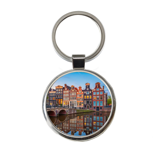 Amsterdam Netherlands Photo Round Metal Keychain