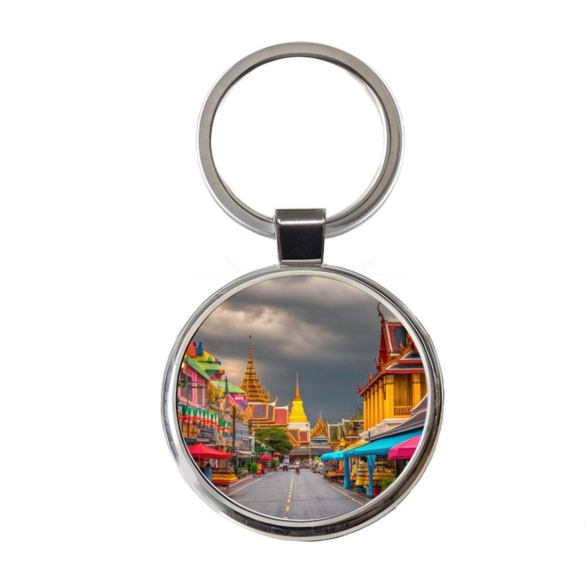 Bangkok Thailand Street Round Metal Keychain
