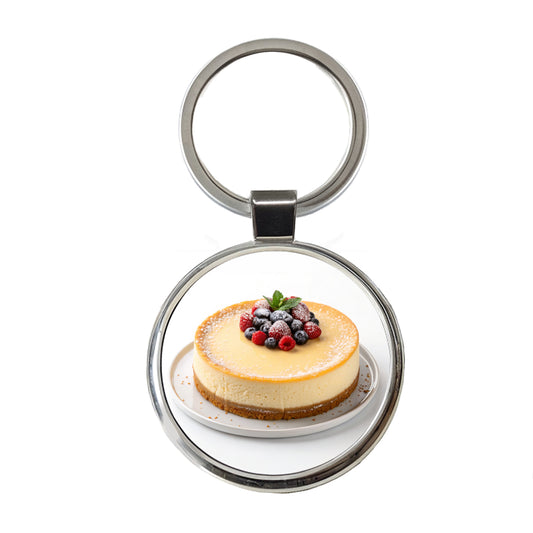 Cheesecake Berries Round Metal Keychain