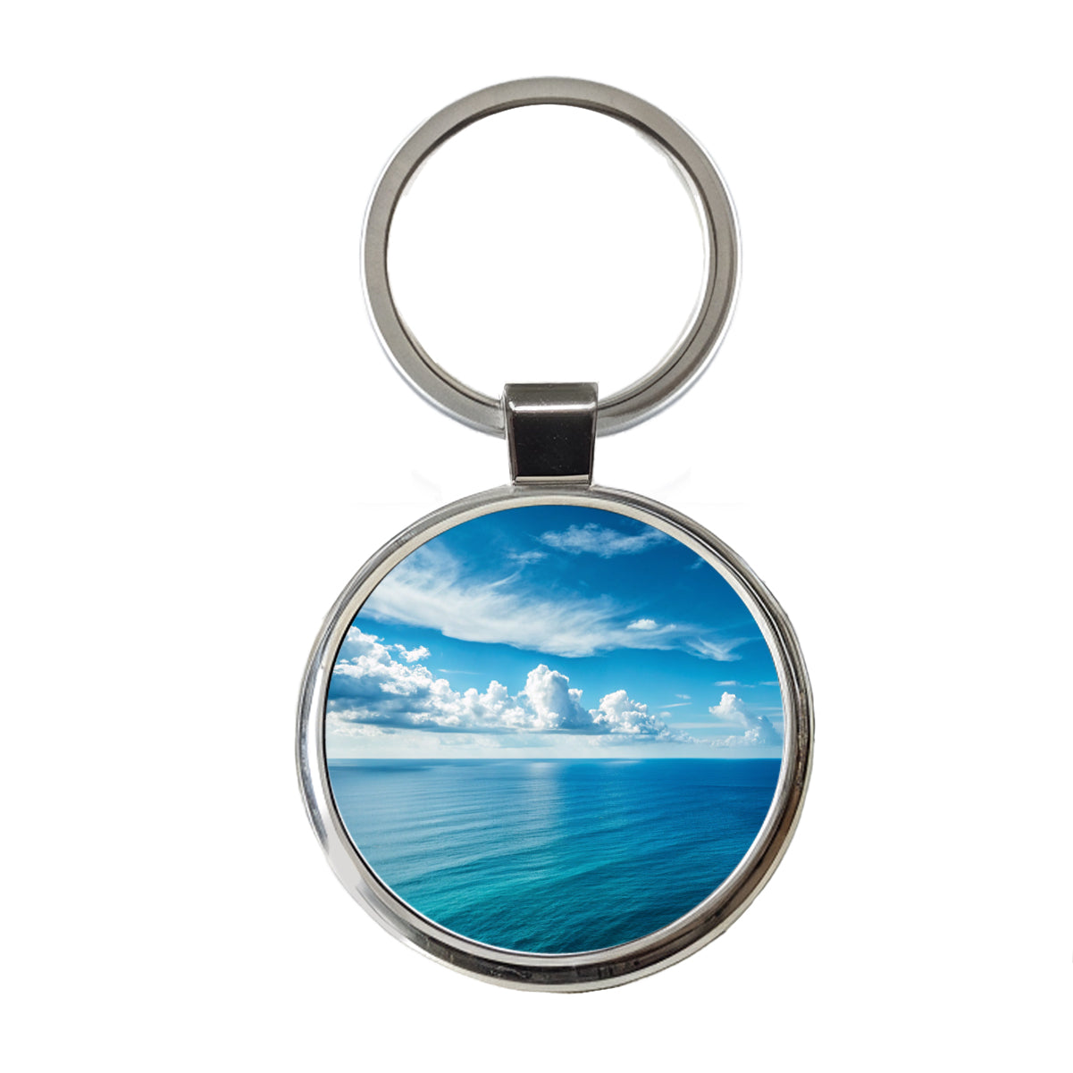 Clean View Just Sea Sky Ocean Round Metal Keychain