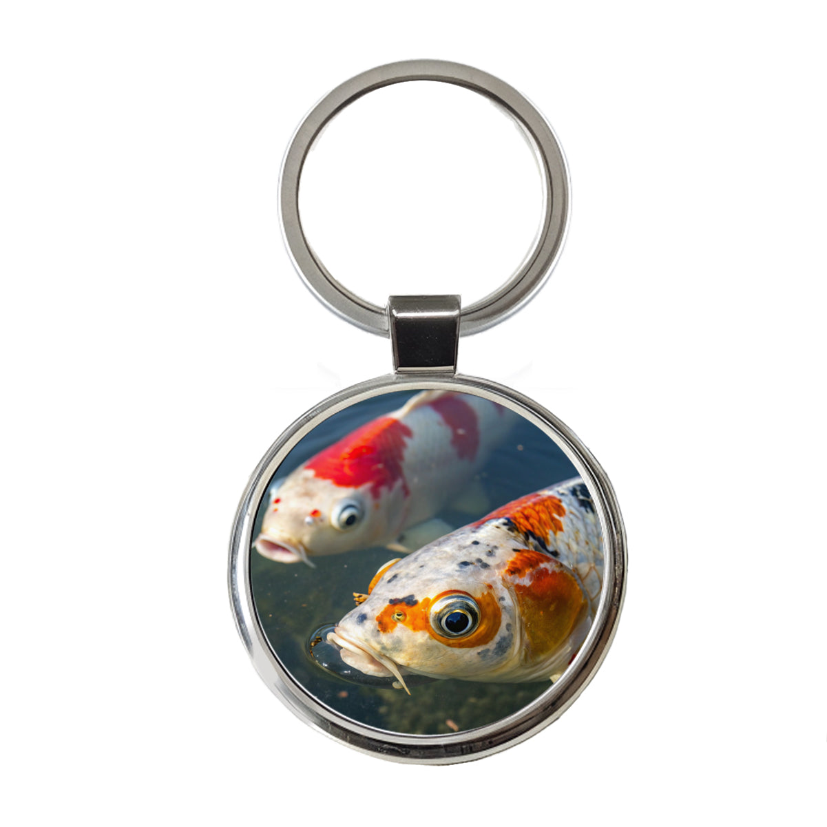 Koi Fish Eyes Close Up Pond Round Metal Keychain