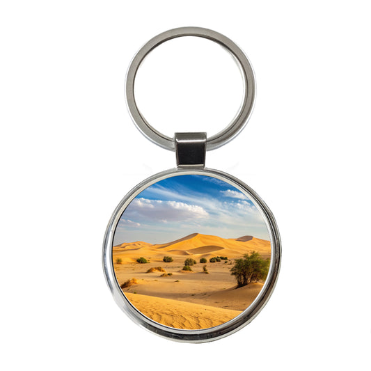 Desert Safari No People Round Metal Keychain